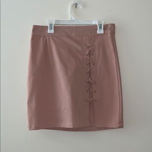 Pink Laced Mini Skirt